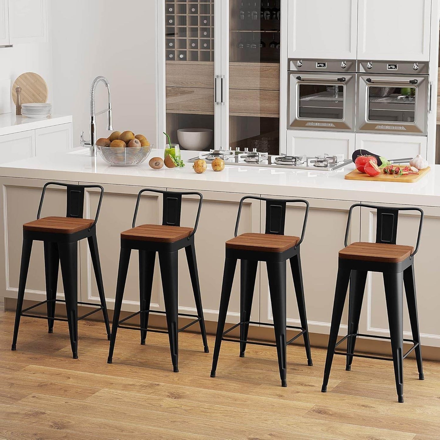 Modern Stackable Metal Bar Stools Set of Four - Loft&Timber