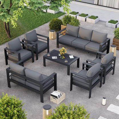 Aluminum Patio Furniture Set, 7 Piece（Gray） - Loft&Timber
