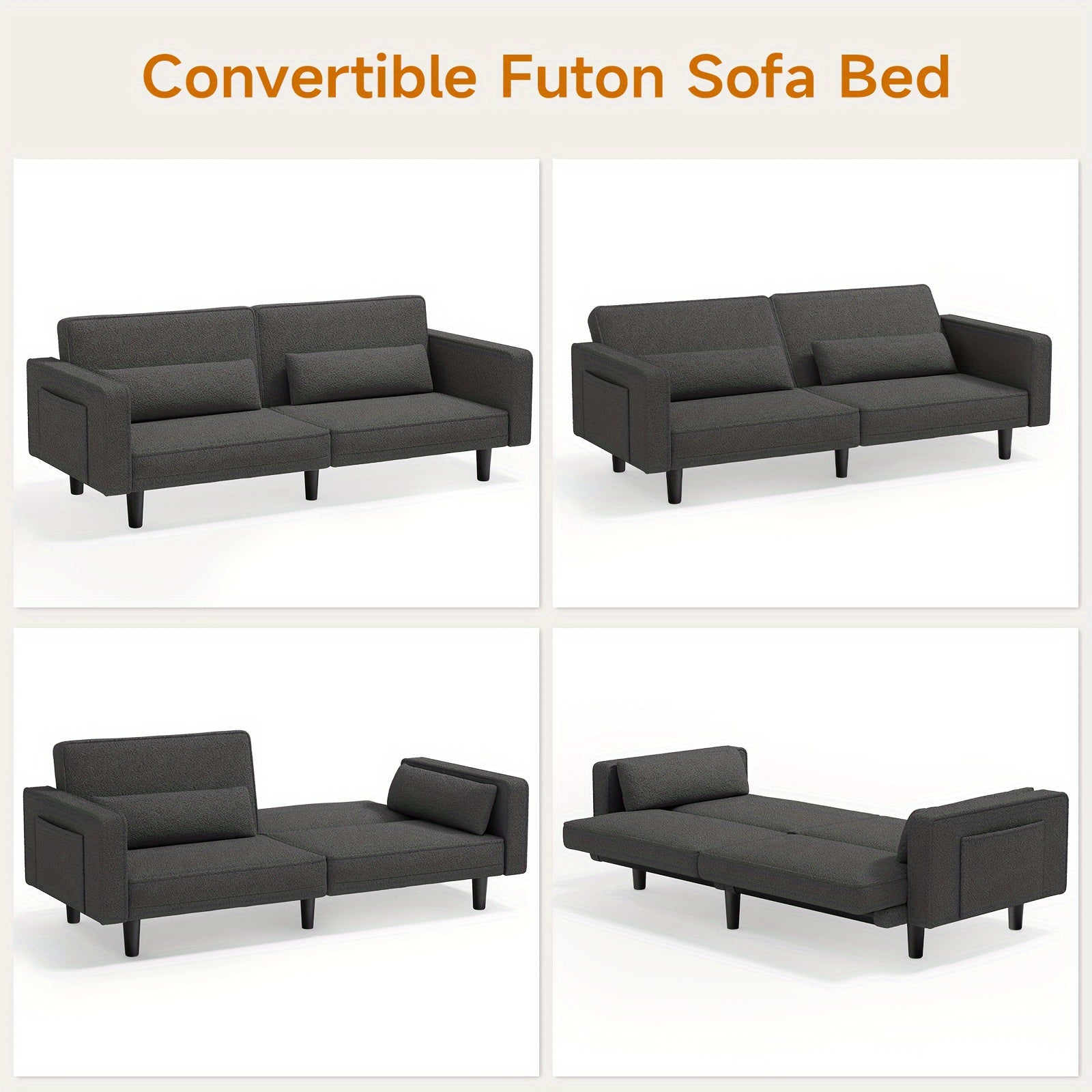 71" Futon Sofa Bed, Convertible Sleeper Sofa Bed Couch - Loft&Timber