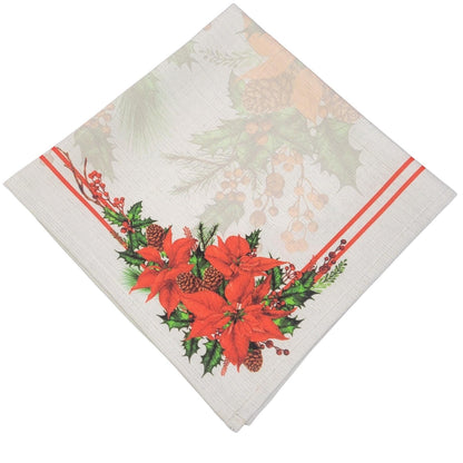 Charlo's Cloth Napkins Set of 4 Christmas Grey Flower 16" by 16" - Grey - Loft&Timber