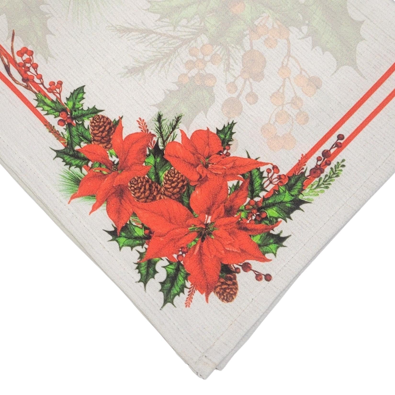 Charlo's Cloth Napkins Set of 4 Christmas Grey Flower 16" by 16" - Grey - Loft&Timber