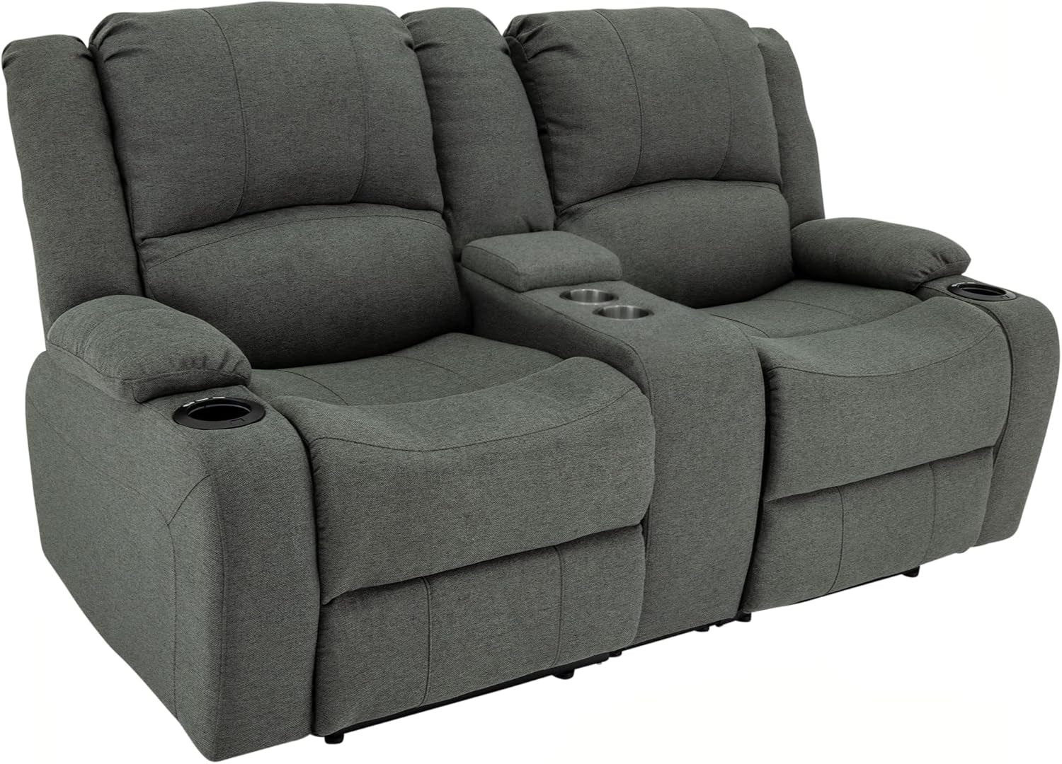 Charles Powered Double RV Wall Hugger Recliner Sofa | RV Loveseat | RV Furniture | Cloth (Fossil, 67")-0