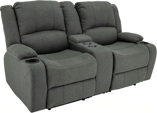 Charles Powered Double RV Wall Hugger Recliner Sofa | RV Loveseat | RV Furniture | Cloth (Fossil, 67")-0