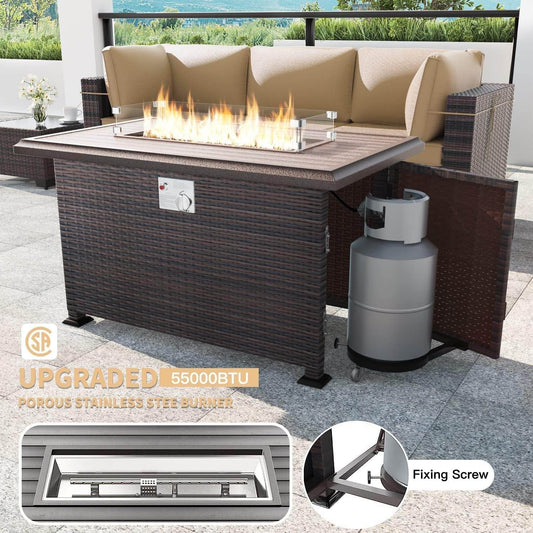 13 Piece Outdoor Patio Furniture Set with Fire Pit - Loft&Timber