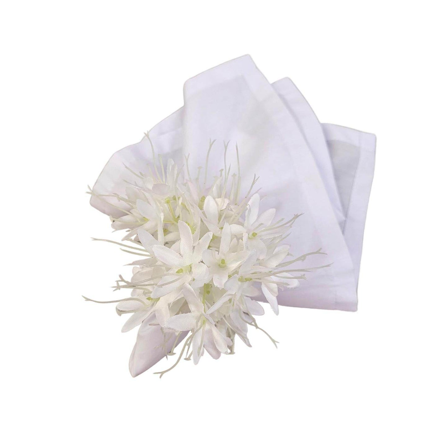 Set of 4 White Mini Lilies Flower Napkin Rings for party, wedding, birthday, celebration - Loft&Timber