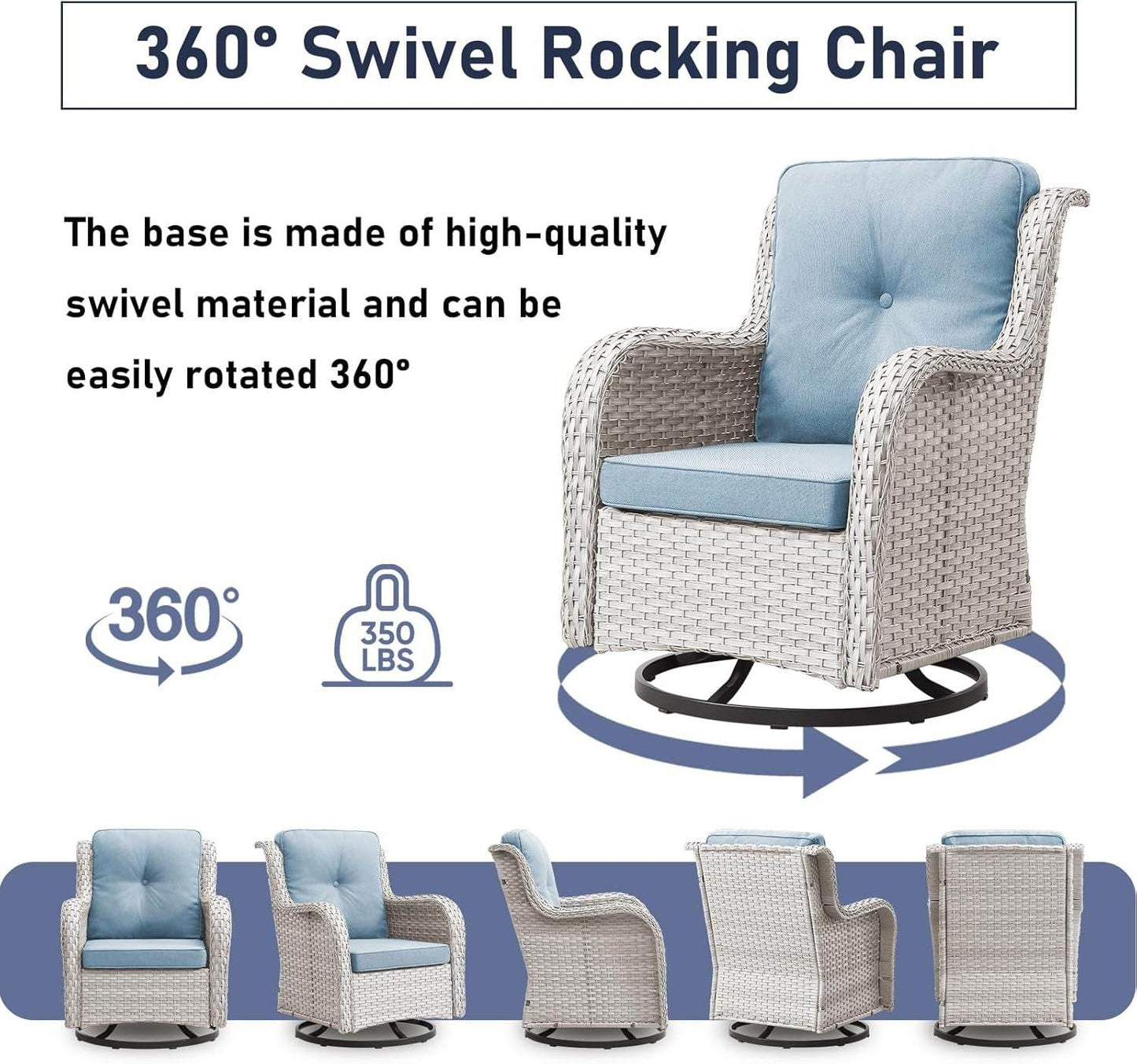 Comfortable 11 Piece Outdoor Furniture Set with Swivel Rockers - Loft&Timber