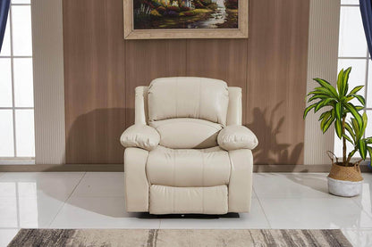 Power Reclining Bonded Leather Living Room Set (Beige, Power Recliner) - Loft&Timber
