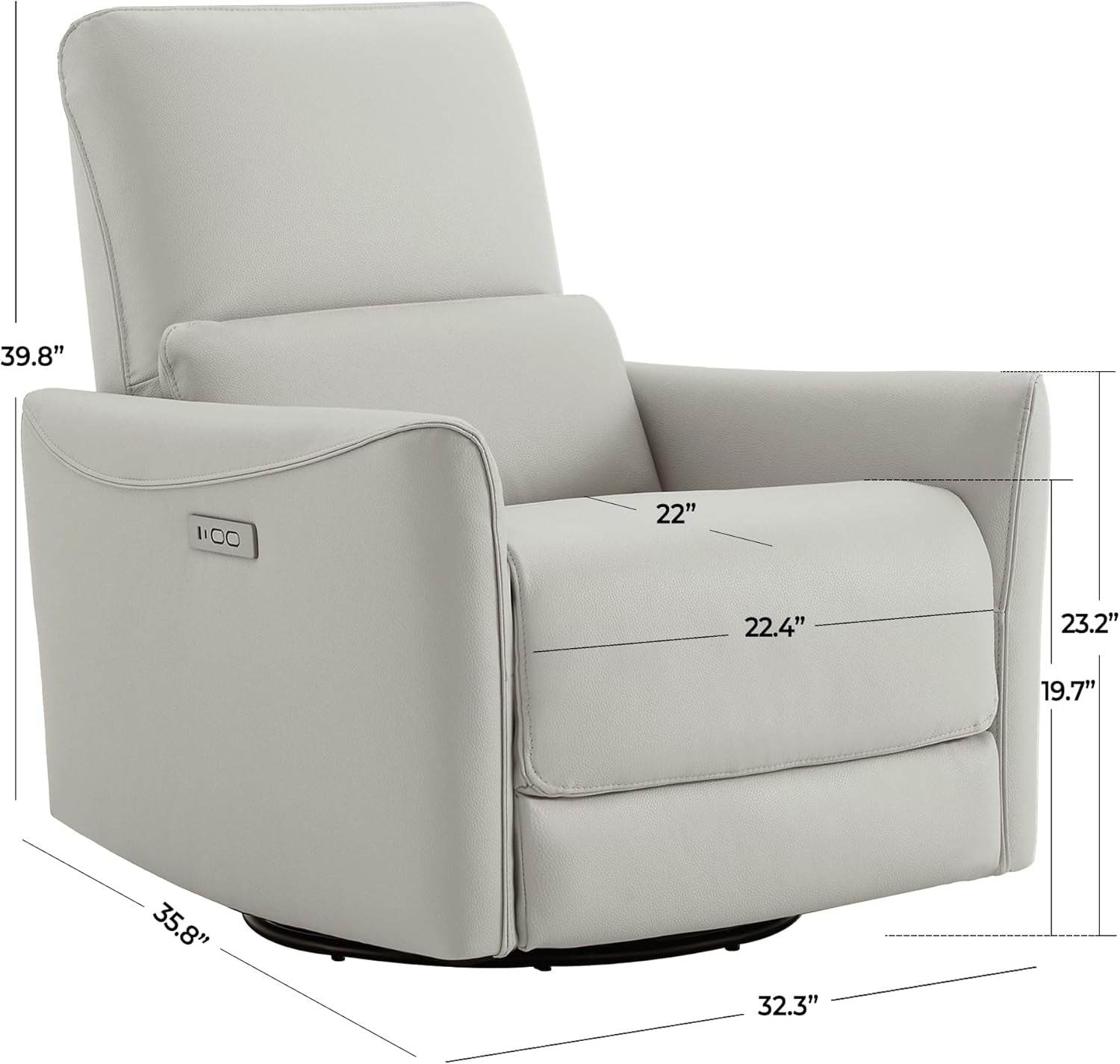 Power Recliner Chair Swivel Glider, FSC Certified Upholstered Faux Leather, Cream - Loft&Timber