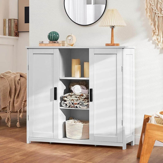 Storage Cabinet with 2 Doors and 4 Storage Shelves in White - Loft&Timber