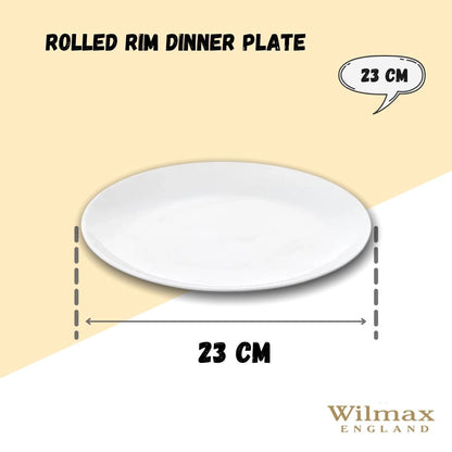 Professional Rolled Rim White Dinner Plate 9" inch | 23 Cm - Loft&Timber