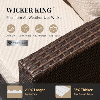 Patio Furniture Set Outdoor Furniture Brown Wicker Rattan Patio Conversation Sets with Cushion outside Sofa Set,6 Pieces with Rectangular Firepit Table,7 Seats,Beige - Loft&Timber