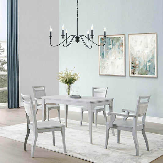 Black Chandelier,6-Light Rustic Industrial Iron Chandeliers for Dining Room Lighting Fixtures Hanging,Candle Hanging Hallway, Living Room, Foyer, Bedroom, Office, Bar,Island Lights - Loft&Timber