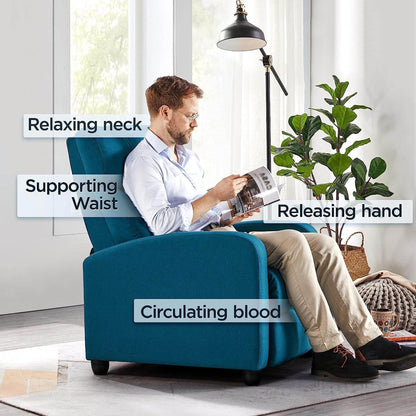 Blue Fabric Recliner Chair - Loft&Timber