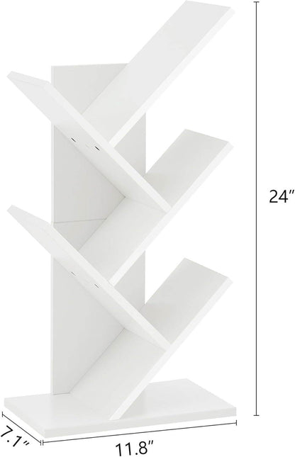 4 Tier Tree Bookshelf, Small Bookcase, Free Standing Tree Bookcase, Bookshelf for Bedroom, Book Shelf Organizer, Small Bookshelf, White - Loft&Timber