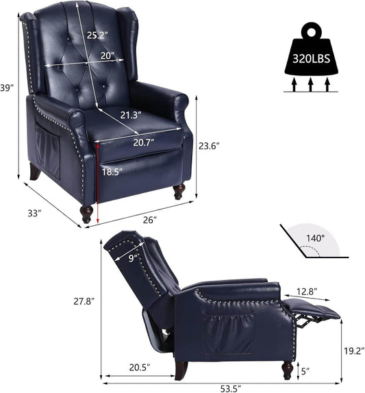 Wingback Recliner Chair with Massage and Heat - Loft&Timber