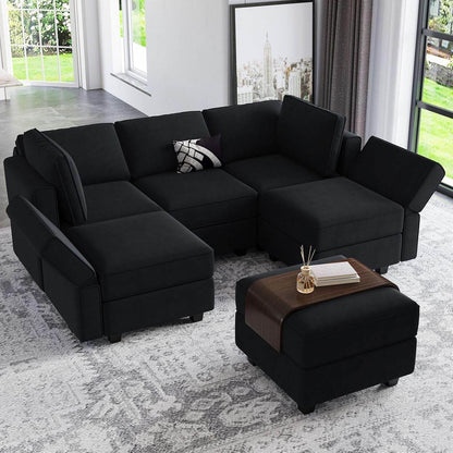 Modular Sectional Sofa Velvet Couch with Chaise - Loft&Timber