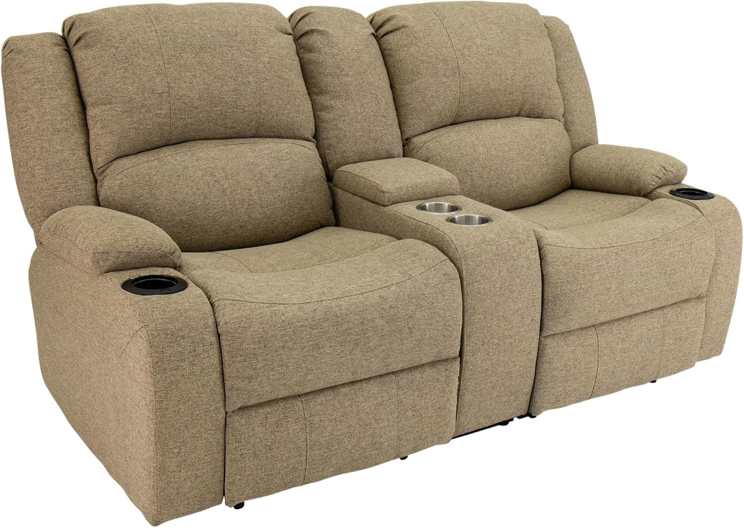 Charles Powered Double RV Wall Hugger Recliner Sofa | RV Loveseat | RV Furniture | Cloth (Oatmeal, 67")-0