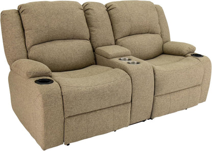 Charles Powered Double RV Wall Hugger Recliner Sofa | RV Loveseat | RV Furniture | Cloth (Oatmeal, 67")-0