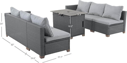 Modular Wicker Outdoor Furniture Set with Fire Pit - Loft&Timber