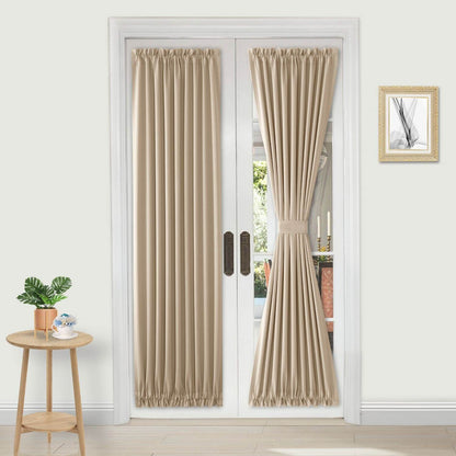 DWCN French Blackout Door Curtains, 1 Curtain Panel with Tieback - Loft&Timber