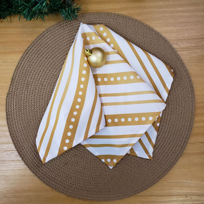 Charlo's Cloth Napkins Set of 4 Christmas Striped 16" by 16" - Gold - Loft&Timber
