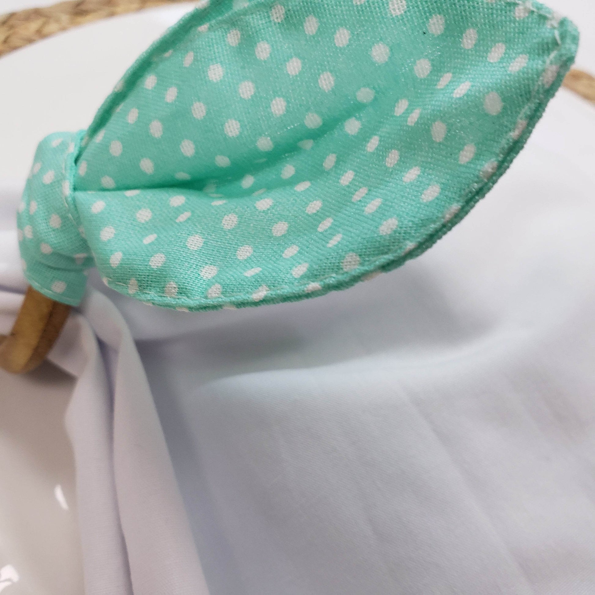 Maison Charlo | Easter Set of 4 Polka Dot Green Bunny Ears Napkin Rings | Dining Table Decor - Loft&Timber