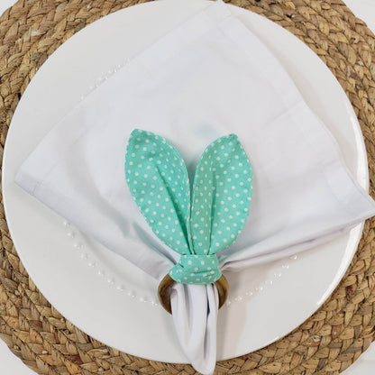 Maison Charlo | Easter Set of 4 Polka Dot Green Bunny Ears Napkin Rings | Dining Table Decor - Loft&Timber