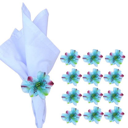 Maison Charlô | Set of 12 Turquoise Small Astromelia Napkin Rings - Loft&Timber