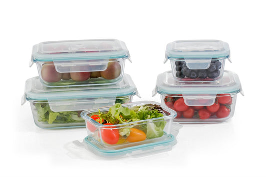 10-Piece Glass Food Storage Containers with Airtight Locking Lids (5 Containers + 5 Lids) - Loft&Timber