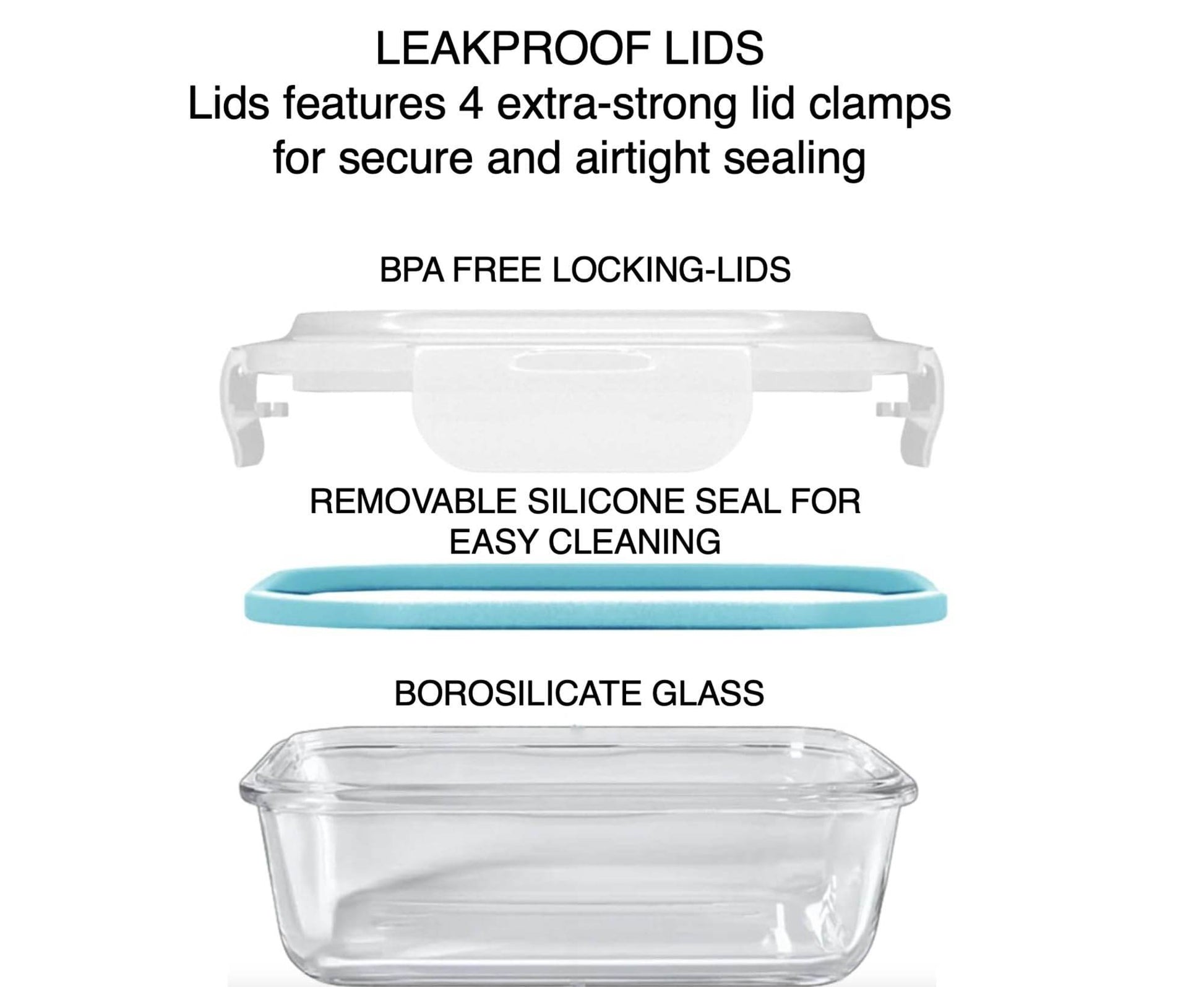 10-Piece Glass Food Storage Containers with Airtight Locking Lids (5 Containers + 5 Lids) - Loft&Timber