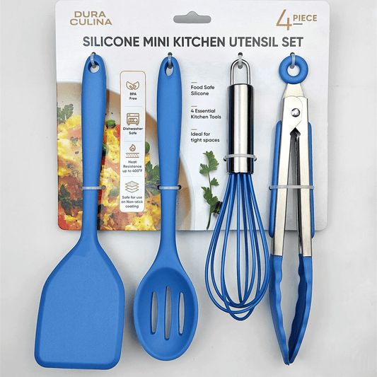 4-Piece Blue Mini Silicone Tool Set – Versatile, Non-Stick, and Stylish - Loft&Timber