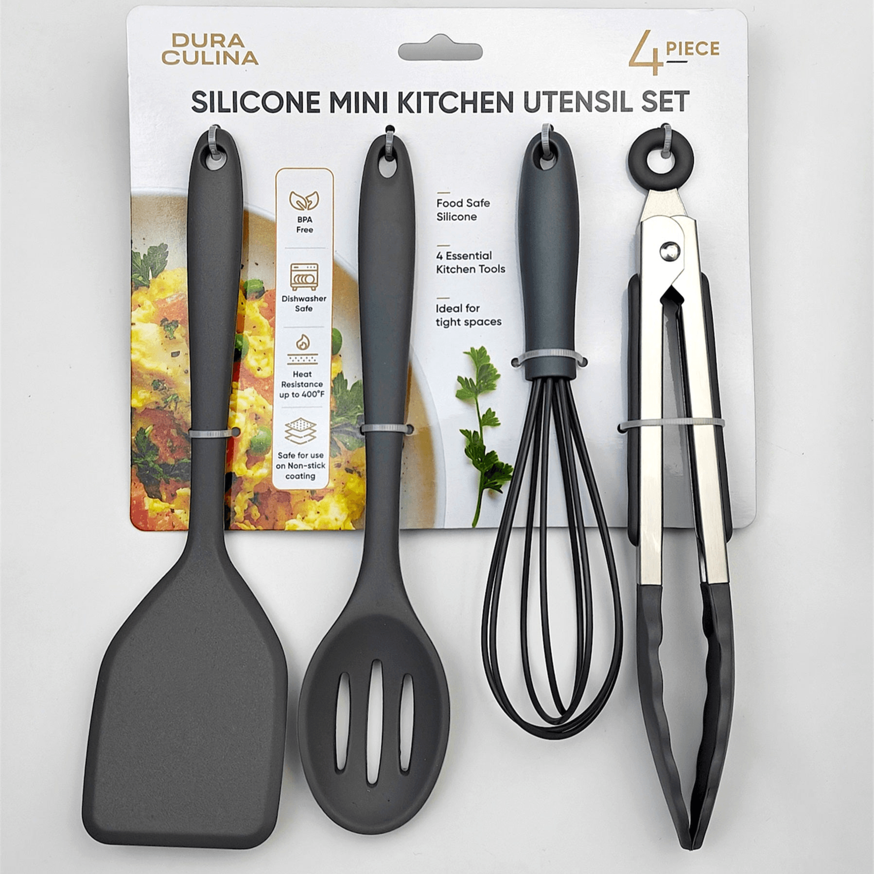 4-Piece Grey Mini Silicone Tool Set – Versatile, Non-Stick, and Stylish - Loft&Timber