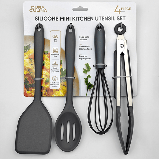 4-Piece Grey Mini Silicone Tool Set – Versatile, Non-Stick, and Stylish - Loft&Timber