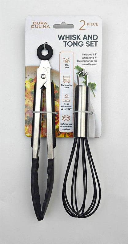 2-Piece Whisk & Tong Set – Versatile and Stylish in Black - Loft&Timber