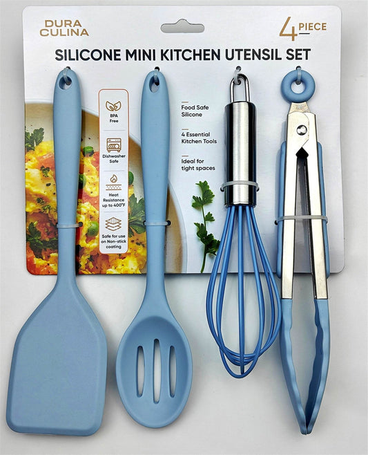 4-Piece Baby Blue Mini Silicone Tool Set – Versatile, Non-Stick, and Stylish - Loft&Timber