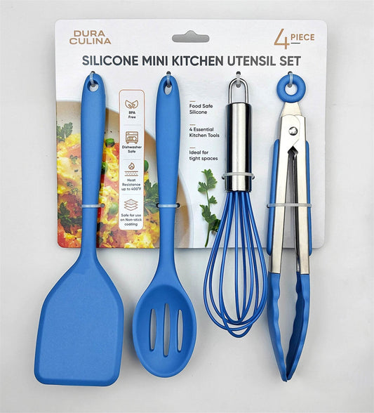 4-Piece Blue Mini Silicone Tool Set – Versatile, Non-Stick, and Stylish - Loft&Timber