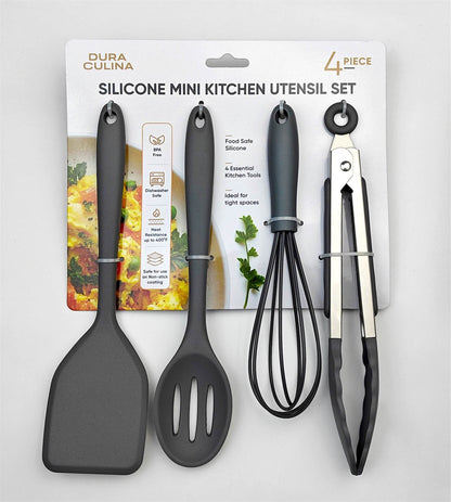4-Piece Grey Mini Silicone Tool Set – Versatile, Non-Stick, and Stylish - Loft&Timber