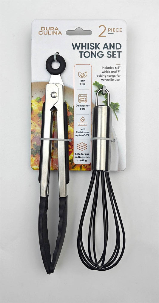 2-Piece Whisk & Tong Set – Versatile and Stylish in Black - Loft&Timber