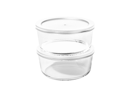 Glass Food Storage Containers - 4 Piece 6.55 Cup (2 Containers + 2 Lids) Set, White - Loft&Timber