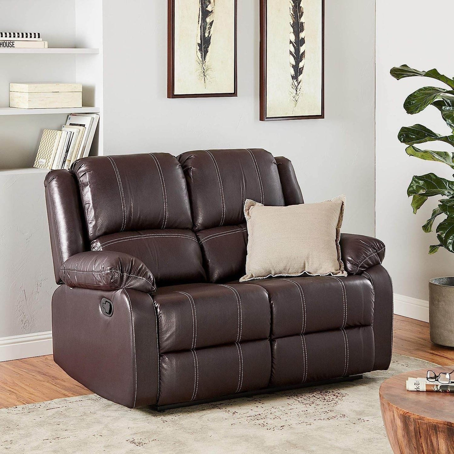 Brown Faux Leather Recliner Loveseat - Loft&Timber