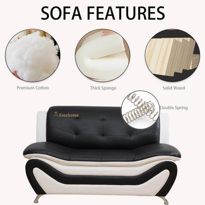Sectional Sofa Sets, 5-Seat Sofa in Black/White, Sofa+Loveseat - Loft&Timber