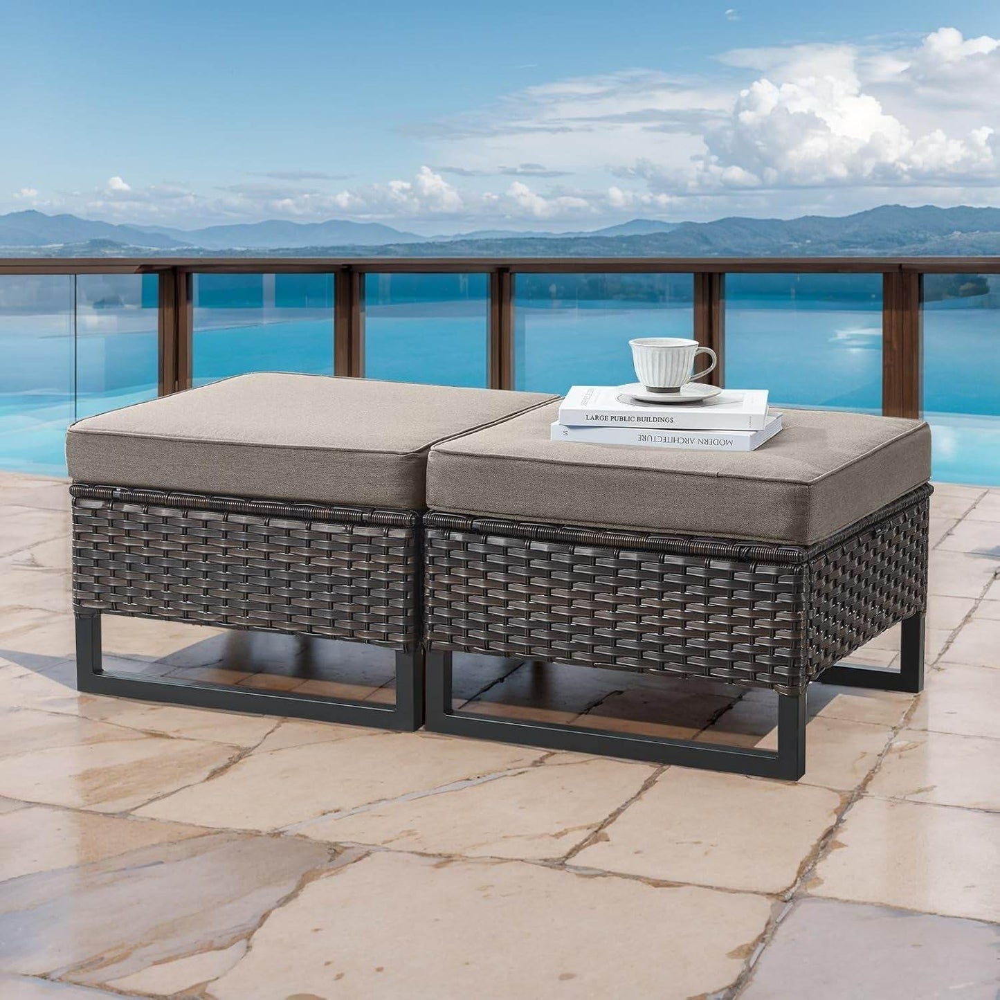 9 Piece Outdoor Patio Furniture Set with Swivel Rockers - Loft&Timber