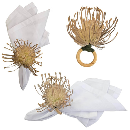 Set of 4 Beige Rustic Savanna Flower Napkin Rings - Loft&Timber