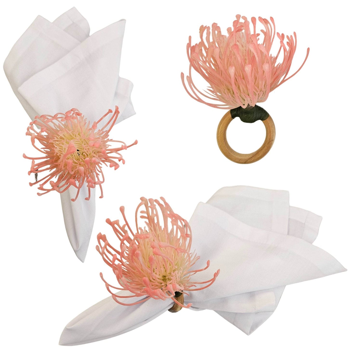 Set of 4 Rose Rustic Savanna Flower Napkin Rings - Loft&Timber