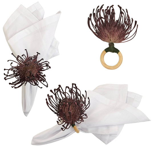 Set of 4 Purple Rustic Savanna Flower Napkin Rings - Loft&Timber
