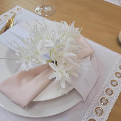 Set of 4 White Mini Lilies Flower Napkin Rings for party, wedding, birthday, celebration - Loft&Timber
