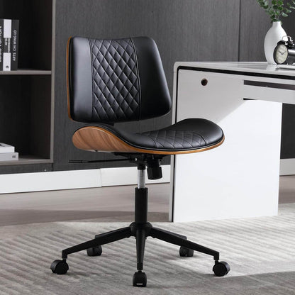 Home Office Chair No Arms with Wheels (Black) - Loft&Timber