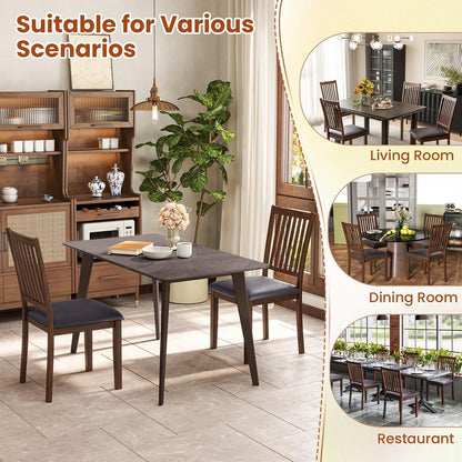 Espresso Slat Back Dining Chairs Set Of 2 For Dining Room-4