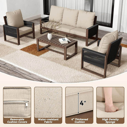 Wooden Outdoor Furniture Set with Comfortable Wicker Chairs - Loft&Timber