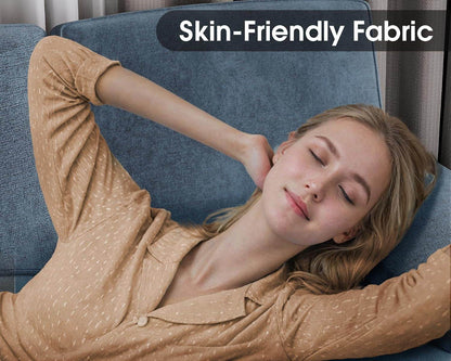 Sectional Couches, 4 Seat Sofa Set with Double Chaise, Fabric, Light Blue - Loft&Timber